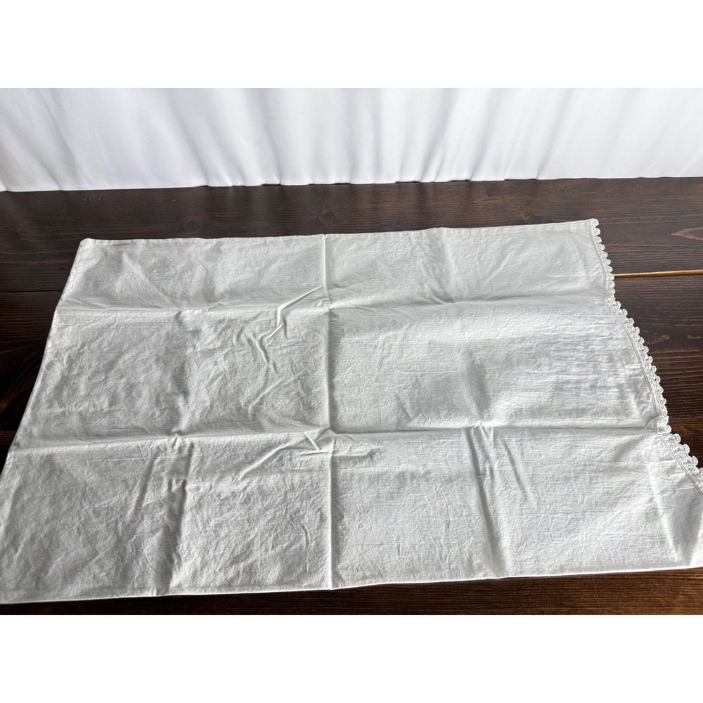 Vintage His and Hers Pillowcase Set Embroidered Floral Pansy Crochet‎ Trim White - Picture 8 of 9